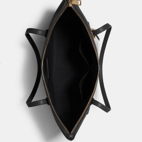 Coach Zip Top Tote Shoulder Bag Black - Picture 6 of 13